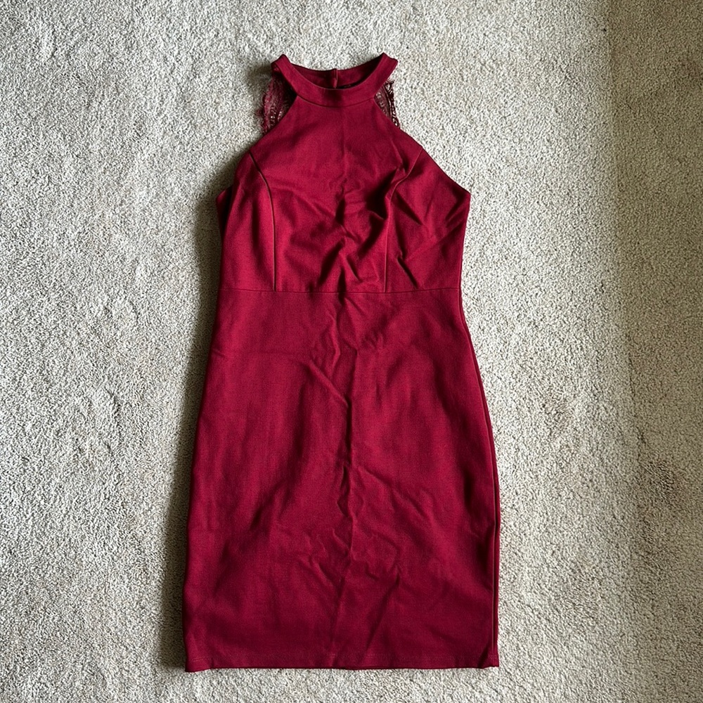 red Lulus mini bodycon dress, size large